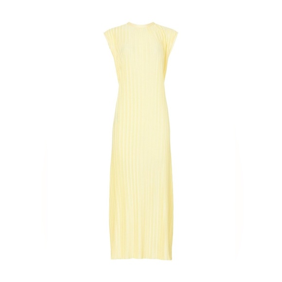 Elegant Atlein Collective Plisse Yellow Midi Dress size M - Picture 7 of 10